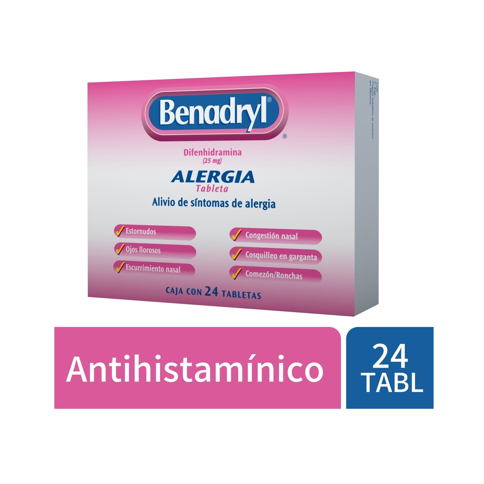 Benadryl Allergy Antihistamine - 24 Tablets - Pharmacy in Cabo delivery