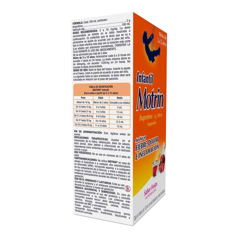 Motrin® Children's Ibuprofen Oral Suspension, 100 mg/5 mL – 120 mL Bottle - Image 2